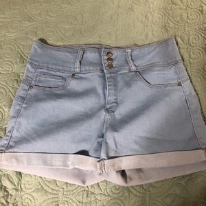 High wasted light blue shorts